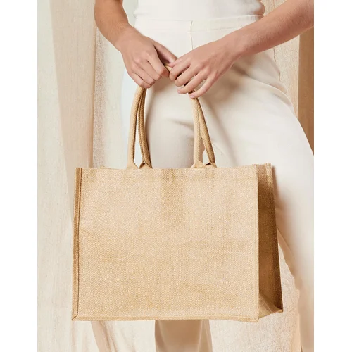 Džiuto W437 pirkinių krepšys - One Size, Natural/Gold image 3
