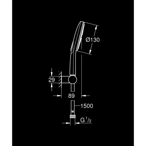 Grohe Rainshower SMARTACTIVE 130 rankinis dušelis su laikikliu ir žarna chromo spalvos image 3