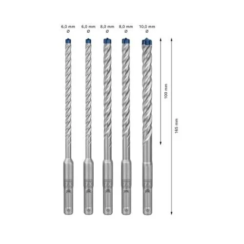 Bosch SDS-plus grąžtų rinkinys, 5 vnt., 6/6/8/8/10 mm, 2608900198 image 2