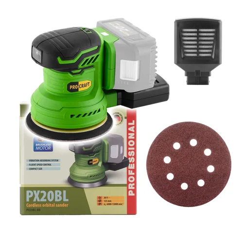 ProCraft PX20BL Akumuliatorinis ekscentrinis šlifuoklis, 125 mm, 20V image 1