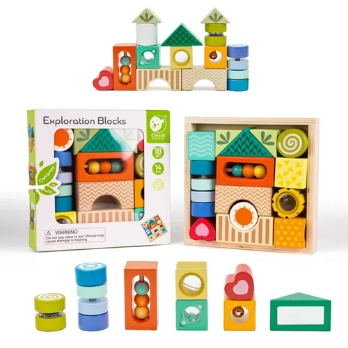 CLASSIC WORLD MONTESSORI Medinės Kaladėlės - Daugiafunkcinė dėlionė image 1