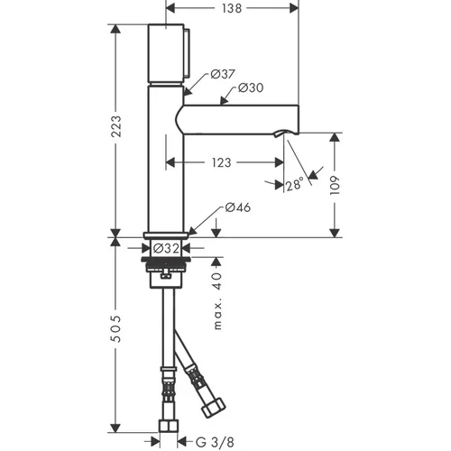 Hansgrohe AXOR Uno 45012800 nerūdijančio plieno praustuvo maišytuvas image 2