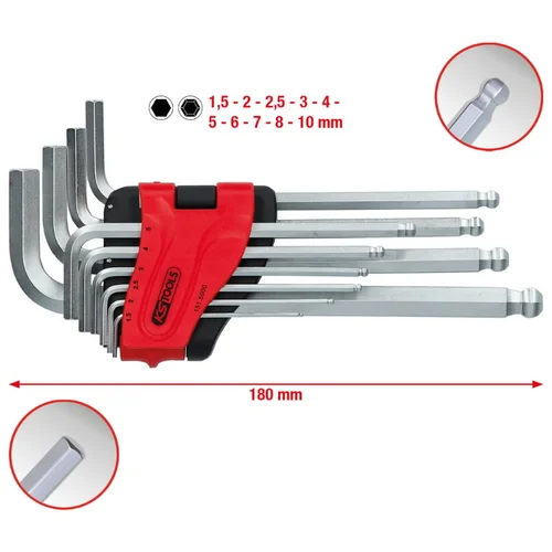 KS Tools L-raktų šešiakampių komplektas 1,5–10 mm, 10 vnt, ilgi image 3