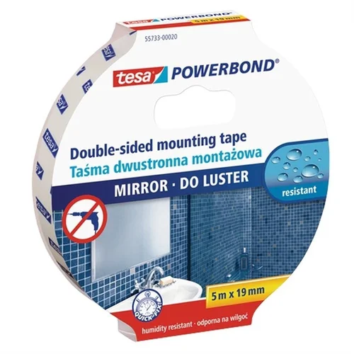 Tesa 55733-00020 Dvipusė lipnioji juosta veidrodžiams tvirtinti; 5 m x 19 mm image 1