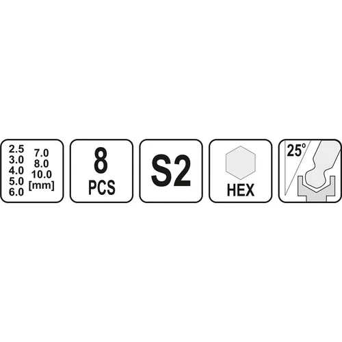 Yato HEX šešiabriaunių rinkinys su rankena, 8 vnt, 2,5–10 mm image 3