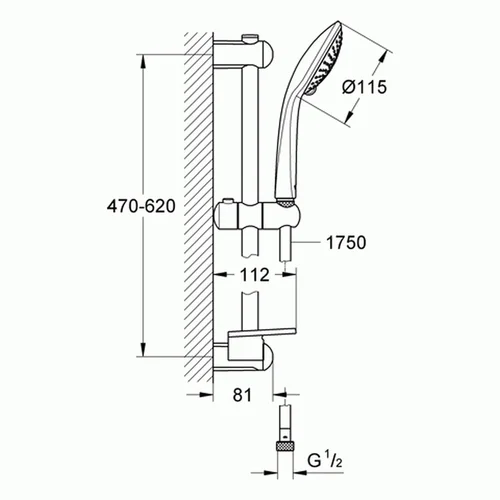 Grohe Euphoria Champagne dušo komplektas 600 mm aukščio image 3