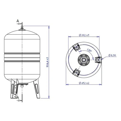 Varem US100362CS0A2000 vertikalioji hidroforo talpa, 100 l image 2