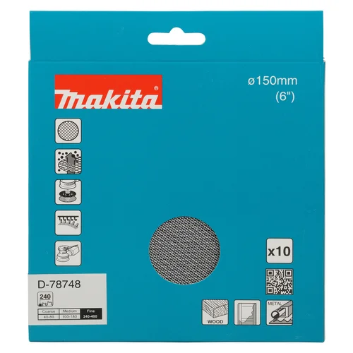 Makita D-78748 šlifavimo tinklelis, 150 mm, A240 image 2