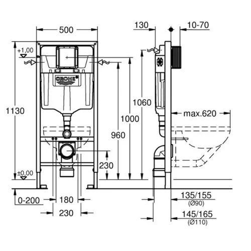 Grohe 4 in 1 potinkinis rėmas su Grohe Bau klozetu image 3