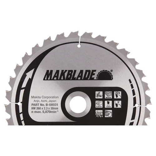 Makita B-08931 MAKBLADE 260x2.3x30mm 5° T32 image 1