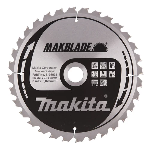 Makita B-08931 MAKBLADE 260x2.3x30mm 5° T32 image 2