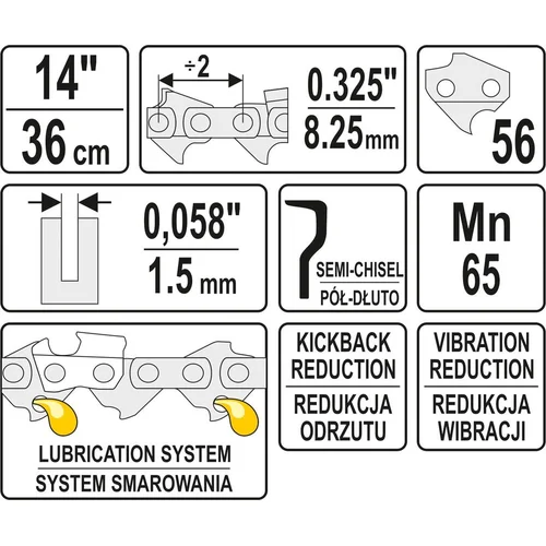 Yato grandinė pjūklui 14" .325" 0.058" 56 nareliai tinka YT-84900 image 2