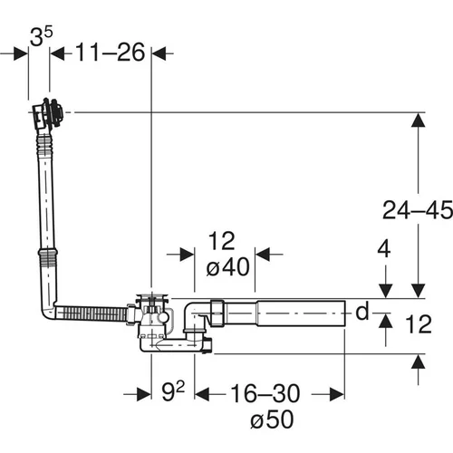 Geberit Sifonas D52 26 cm Chromuotas image 3