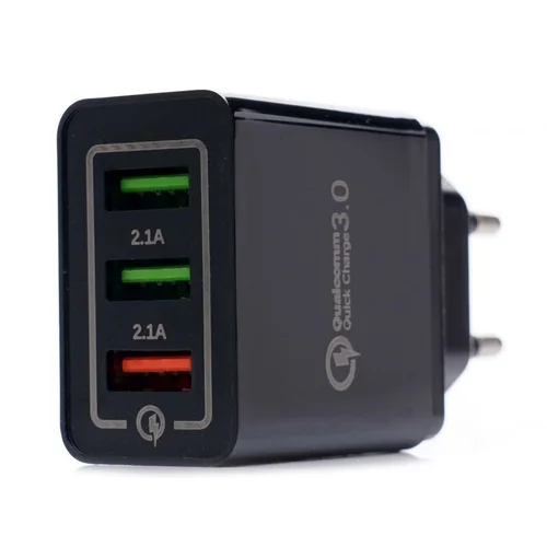 Įkroviklis 220V, greito įkrovimo, 2× USB 2.1A + QC3.0 image 1