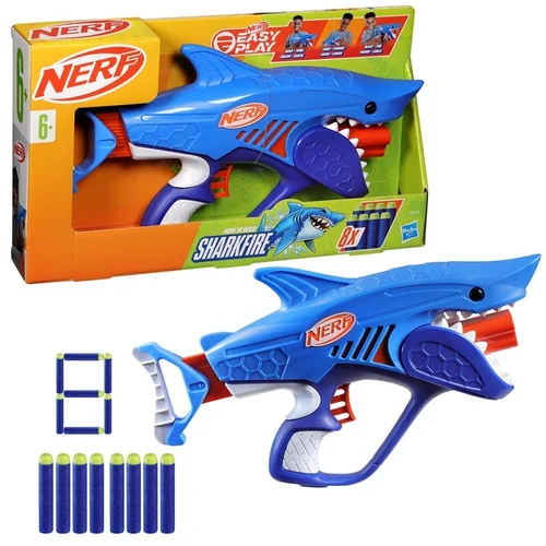 Nerf BLASTER SHARKFIRE F8645 – Žaislinis šautuvas su kulkomis image 1