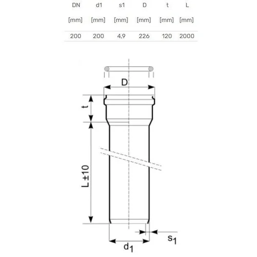 Magnaplast Lauko kanalizacijos vamzdis Ø 200 mm SN4 2 m image 2