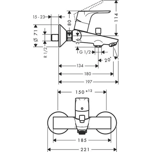 Hansgrohe Focus E2 31940 vonios maišytuvas Chromuota image 3