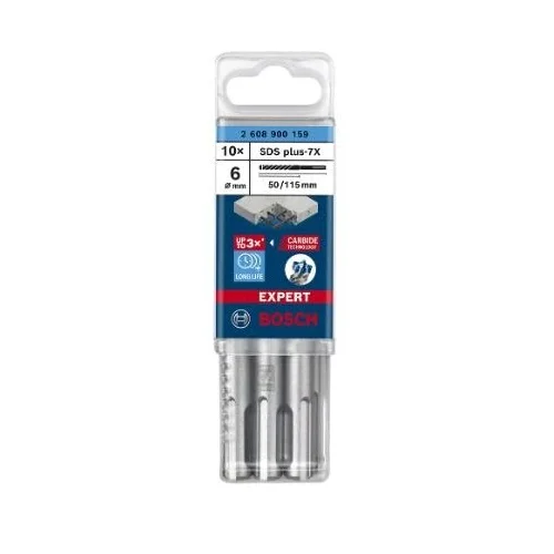 Grąžtas betonui Bosch SDS-plus, 6x50x115mm, 10 vnt. 2608900159 image 1