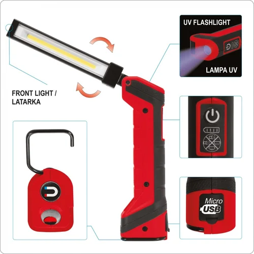 Yato Lempa dirbtuvėms akumuliatorinė LED 5W COB, 500LM + 40LM image 1