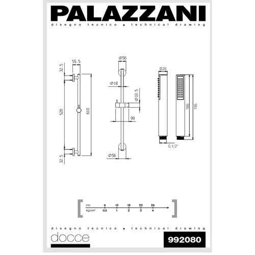 Palazzani MIDI Dušo komplektas su stovu, dušiukas ir žarna image 2