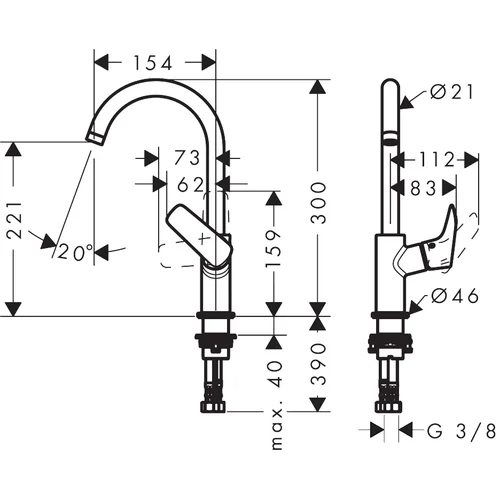 Hansgrohe Logis 71131670 Praustuvo maišytuvas Juoda image 2