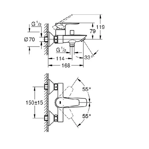 GROHE BauEdge vonios maišytuvas chromo spalva image 2