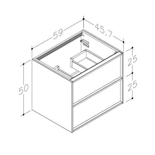 Kame HOME Spintelė po praustuvu BU/6-3DR/N11-HM, 60 cm, Varinio ąžuolo faneruotė image 3