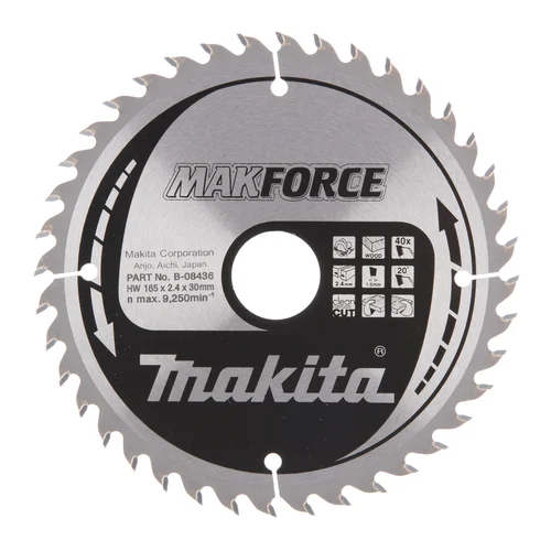 Makita B-08436 MAKFORCE 165X2.4X30mm, 20°, T40 image 2