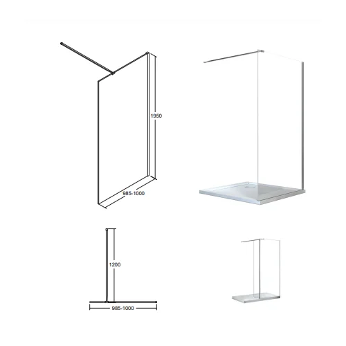 Besco Aveo AV-100-195-C Walk In, 100 cm x 195 cm image 3