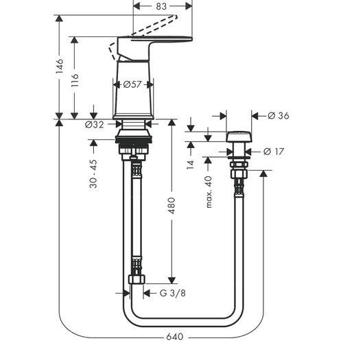 Hansgrohe Vernis Blend 71214000 bidė maišytuvas Chromo image 2