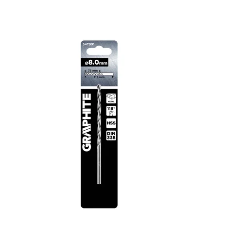 GRAPHITE HSS metalo grąžtas 54T991 DIN 338 8,0 mm image 2