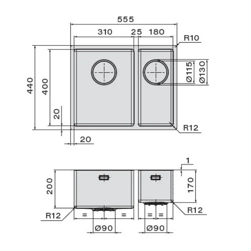 Falmec Como 3118 SCO3118F.00#SSF Virtuvės plautuvė image 2