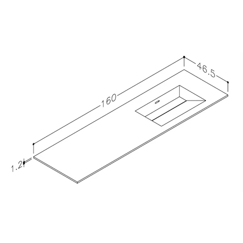 Praustuvas Kame Corian CN1614618-R-BS 160 cm Balta matinė image 3
