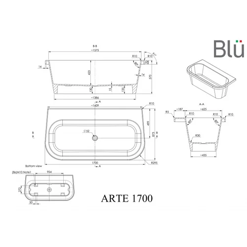 BLU ARTE 1700 Evermite akmens masės vonia image 3