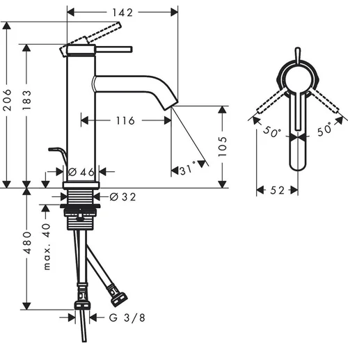 Hansgrohe MAIŠYTUVAS PRAUSTUVO TECTURIS S 110 HG CHROMAS image 2