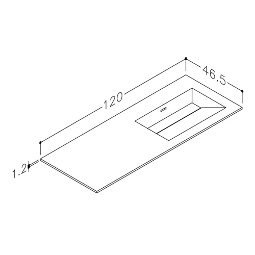 Kame Corian CN1214618-R-BS Praustuvas, 120 cm, Balta matinė image 3