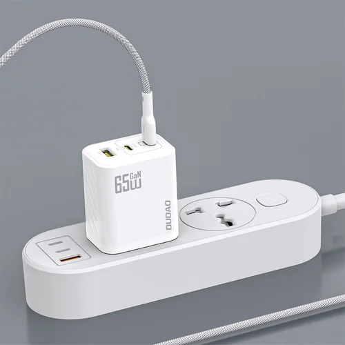 Dudao A29C GaN 65W, 2x USB-C/USB-A, USB-C į USB-C kabelis 1,0 m baltas image 2