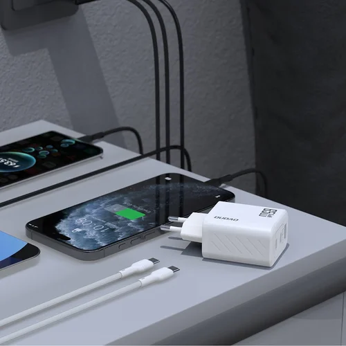 Dudao A29C GaN 65W, 2x USB-C/USB-A, USB-C į USB-C kabelis 1,0 m baltas image 3