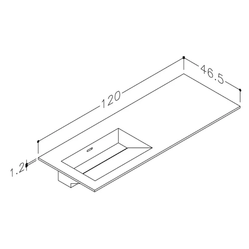 Praustuvas Kame Corian CN1214618-L-BS, 120 cm, Balta matinė image 3