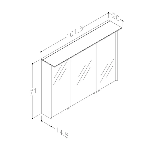 Kame Loft MC3DML/100-70/D37-LFT veidrodinė spintelė LED, 100 cm, Perlų pilka image 2