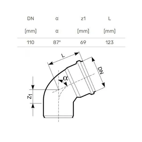 Lauko kanalizacijos alkūnė Magnaplast, Ø 110 mm, 87° image 3