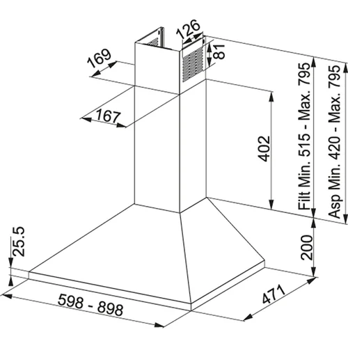 Franke FJO 924 Kamino tipo sieninis gartraukis 90 cm Nerūdijančio plieno image 3