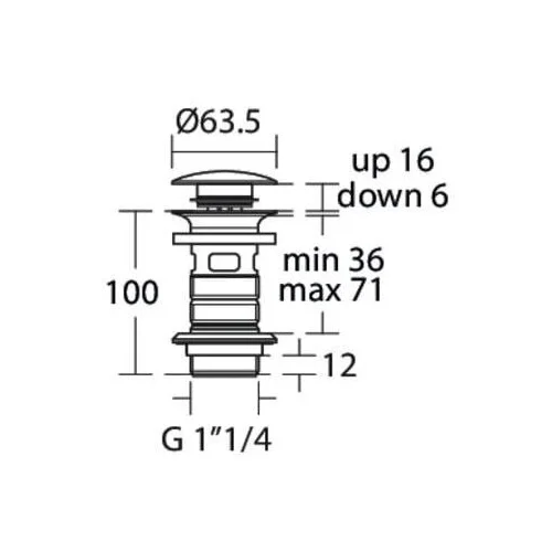 Ideal Standard Click-Clack E1482XG – Praustuvo dugno vožtuvas, juodas matinis image 2