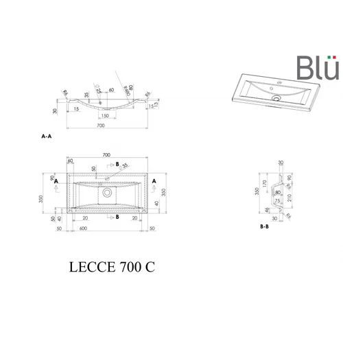 BLU LECCE Praustuvas, akmens masė, 70 x 35 cm image 2