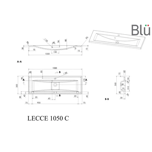 BLU LECCE Praustuvas, akmens masė, 70 x 35 cm image 3