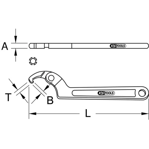 KS Tools Raktas kablys su lankstu ir nosele 50-120 mm image 3