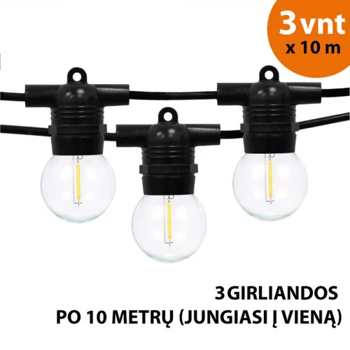 Glow LED lauko girlianda 30 m juoda image 1