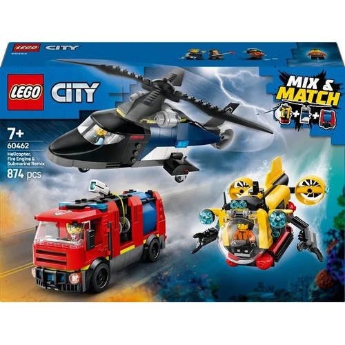LEGO City Helicopter, Fire Engine & Submarine, 874 vnt. image 1