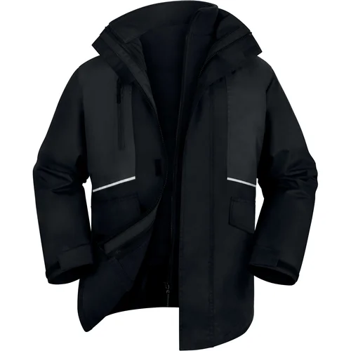 DELTAPLUS ALASKA3 parka su nuimamu fliso sluoksniu, L, Juoda-Pilka image 3