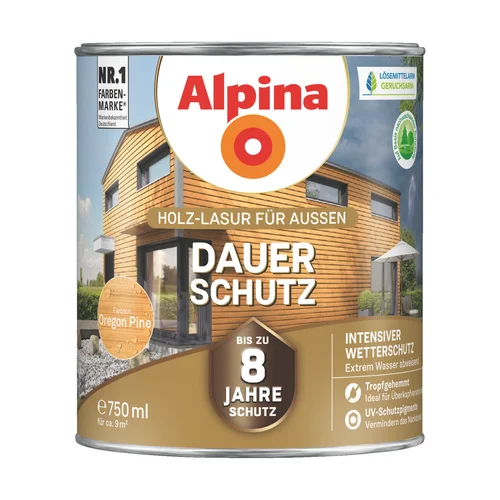 ALPINA Dauer Schutz Medienos impregnantas 0,75 l Oregono pušies spalva image 1